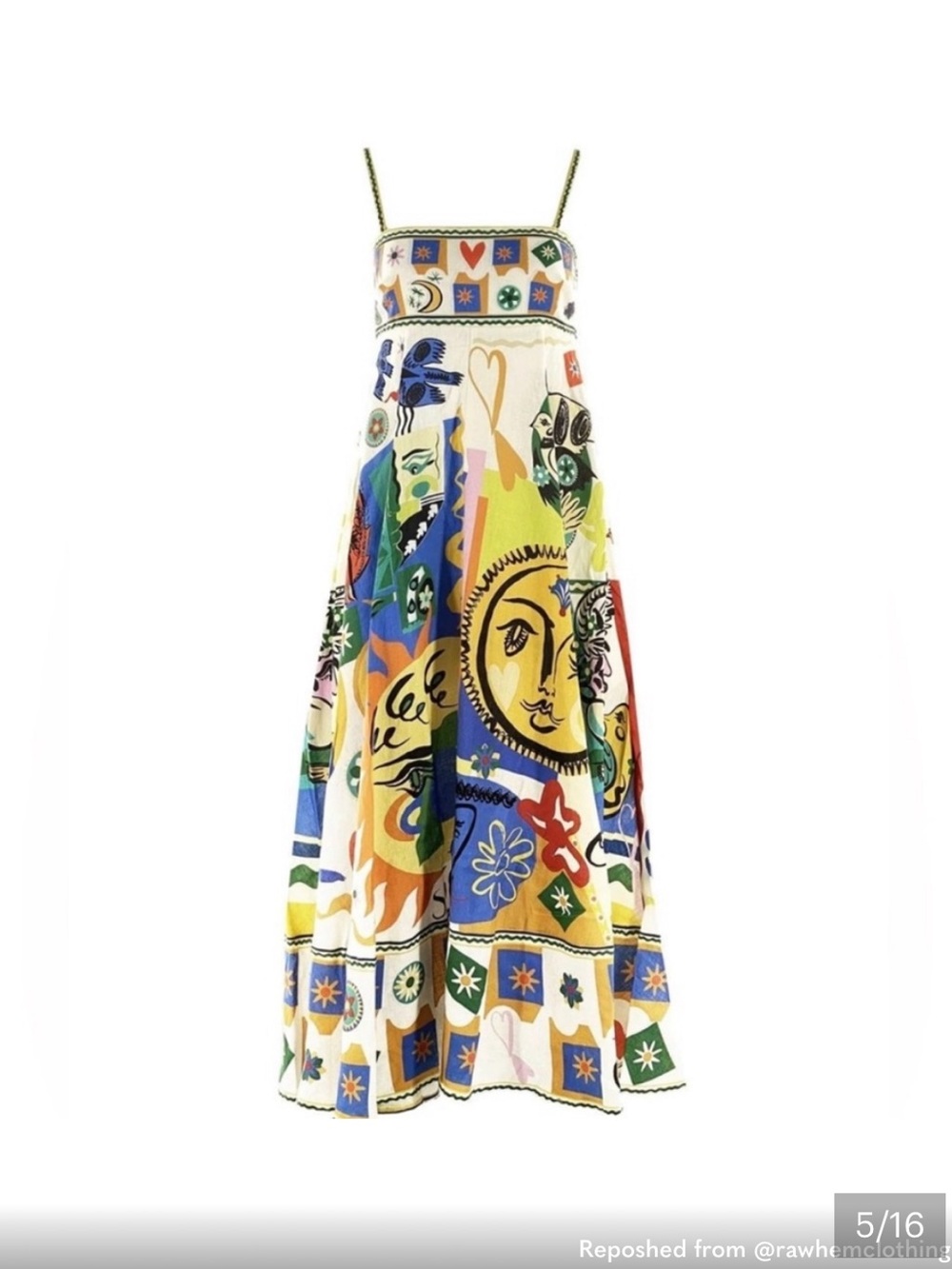 Colorful Sun & Motif Maxi Dress - Women's Printed Sundress